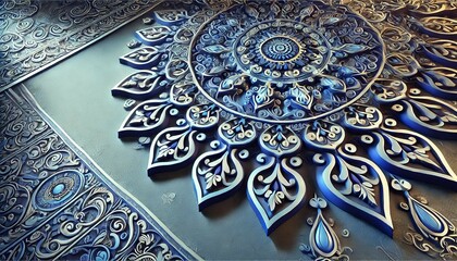 Diwali Festival Wallpaper - Intricate Blue Motifs