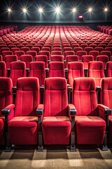 Obraz premium empty cinema auditorium. seat, chair, theater, empty, cinema, auditorium, chairs, red, row, seats, audience, hall, conference, movie, stadium, event, concert, room, seating, nobody, entertainment, int