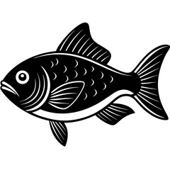 Fish Vector on White Background - Vector Illustration - Line Art - Silhouette - Icon - Clipart