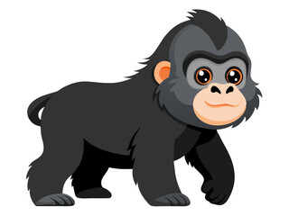Obraz premium cute gorilla isolated vector, mountain gorilla vector art isolated on white