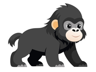 Obraz premium cute baby gorilla isolated vector, mountain gorilla vector art isolated on white