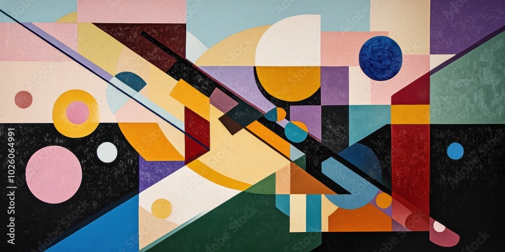 Poster dynamic fusion of floating shapes and color in abstract art