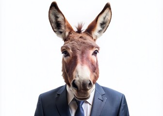 Fototapeta premium Business Donkey in Suit - Candid Photography of a Unique Animal Concept for Business Illustrations