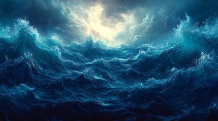 Fototapeta premium Dramatic Waves Under Stormy Sky