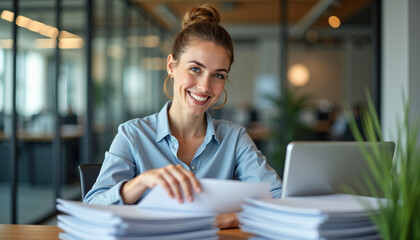 Fototapeta premium Employee Analyzing Data on Laptop