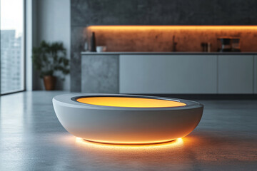 Modern Minimalist Coffee Table with Glowing Light