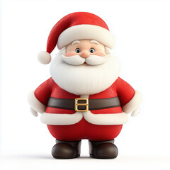 A friendly, cartoon Santa Claus with a big smile, wearing a red suit and a white beard.