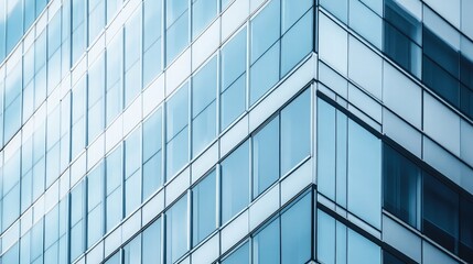 Obraz premium Modern Glass Building with Reflections and Angle Design