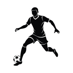 Naklejka premium Minimalist Silhouette of a football, Soccer Player Silhouette Vector - Clean Action Pose for Sports Designs and Prints.