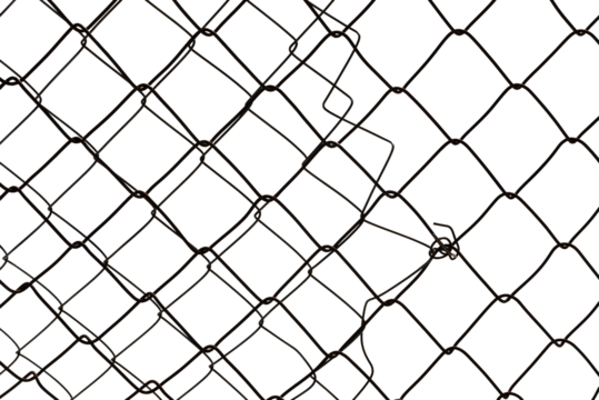 The texture of the metal mesh on a white background. Torn steel, metal mesh with holes