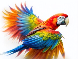 Fototapeta premium Colorful Macaw Parrot in Long Exposure on White Background for Stunning Visuals