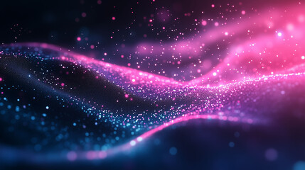 Obraz premium Abstract glowing particles forming a wave pattern in vibrant pink and blue tones
