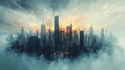 Fototapeta premium Futuristic Skyline Abstract