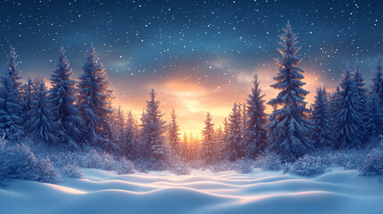 Beautiful snowy winter forest close up