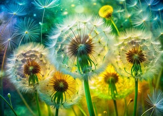 Obraz premium Dandelion Greens Double Exposure Art on Transparent Background for Nature Lovers and Herbal Enthusiasts
