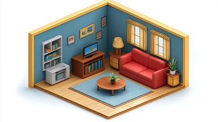 illustration design, 3D rendering of Cozy living room