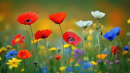 Obraz premium Vibrant Flower Field with Colorful Blossoms