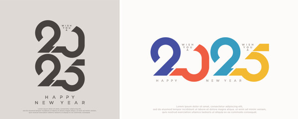 2025 typography logo design concept. Happy new year 2025 logo design.