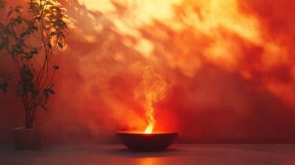 Serene Ambiance of Fire and Shadows