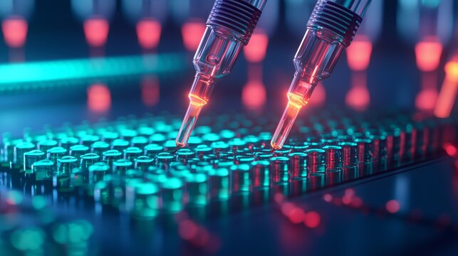 Pipettes Dispensing Liquid into Test Tubes in a Laboratory Setting