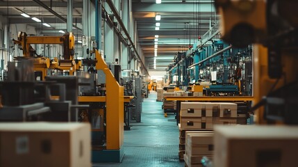 A large industrial space with a lot of machinery and tools. Scene is industrial and utilitarian