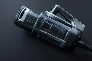 Sleek handheld vacuum cleaner on a dark surface in a modern home setting