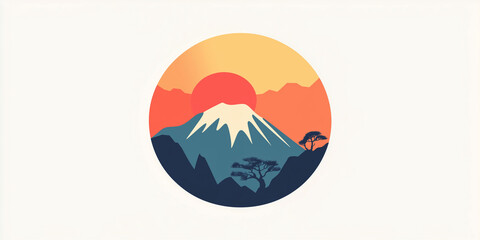 Africa. vector illustration of Africa, mountains, flat background. mountains, landscape. environmental friendly. sun over a mountain, sky , colorful image. representation icon logo.