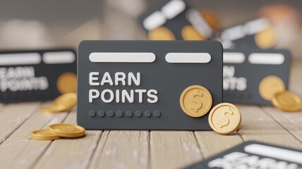 Loyalty card with coins, ideal for reward program visuals.