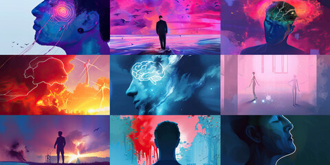 A collage of coping mechanisms, showcasing diverse strategies for managing mental health struggles.