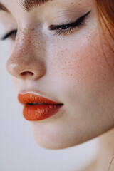 Naklejka premium A woman with freckles on her face.