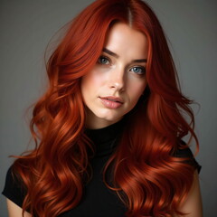 Naklejka premium woman with ruby red hairstyle