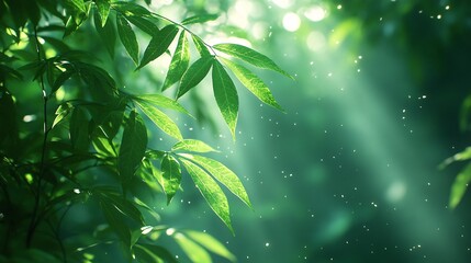 Obraz premium Sunlight Illuminating Leaves in a Natural Setting