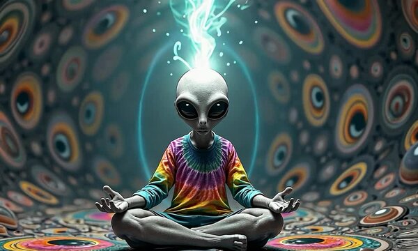 alien in meditation