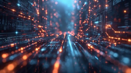 Fototapeta premium Futuristic Digital Flow in Cryptocurrency and Blockchain