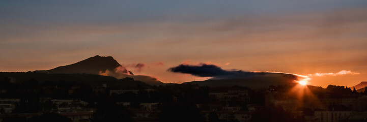 Sainte Victoire mountain in the light of an autumn morning