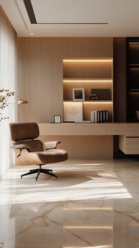a light beige premium home interior setup of a workship room