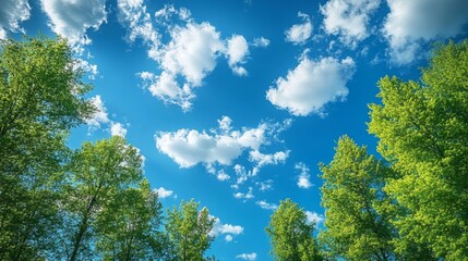 Obraz premium Sunny Sky with Green Trees