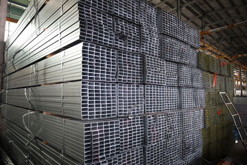 steel pipe product group square pipe Construction steel products such as black steel pipes, image...