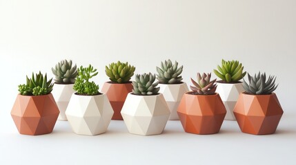 Fototapeta premium Modern Geometric Succulent Planters Arrangement