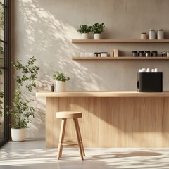Fototapeta premium Generate an ultra-realistic image of a modern cafe workspace with sleek