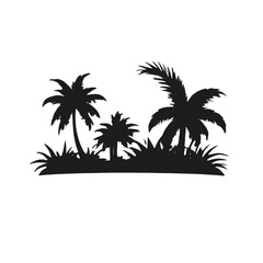 Fototapeta premium Silhouette of palm trees and tropical foliage against a white background