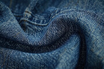 Close-up of textured blue denim fabric with visible stitching and weave pattern