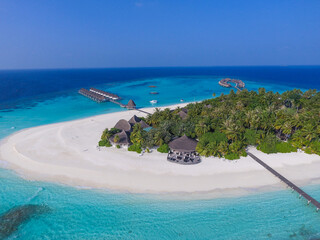 angaga island aerial view, maldives ocean