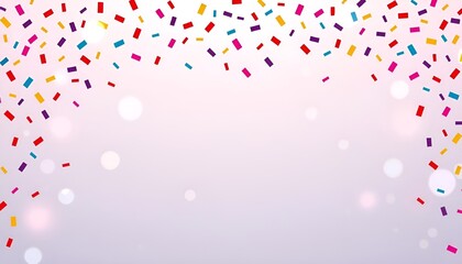 Confetti background, Bright, irregular confetti shapes falling in a gradient around the edges of the design, forming a festive and modern border for party invitations or event decor.