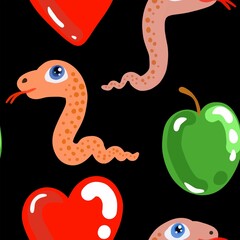apple and snake seamless abstract background pattern fabric fashion design print wrapping paper 