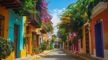 Fototapeta premium Vibrant Streets of Cartagena in Colombia