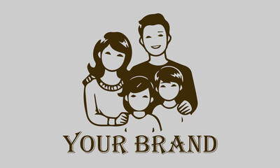 This vector illustration features an Asian family consisting of a father, mother, son, and daughter. create a comfortable and loving atmosphere. This illustration is suitable for representing the Asia