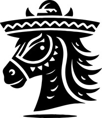 Horse Face silhouette Icon Logo Mexican style 