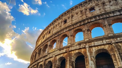Obraz premium Iconic Colosseum Structure Under a Blue Sky in Rome