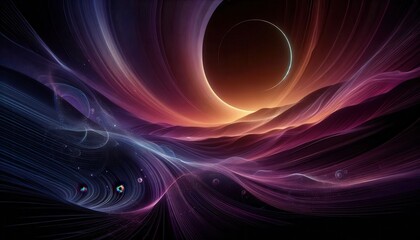 A vibrant abstract landscape with swirling colors, evoking a cosmic atmosphere.